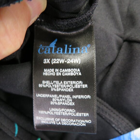 Catalina Swimsuit Size 22W Floral Multicolor Strapless One Piece Tropical Print - Picture 9 of 10